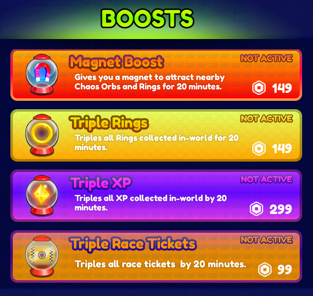Boosts in the shop